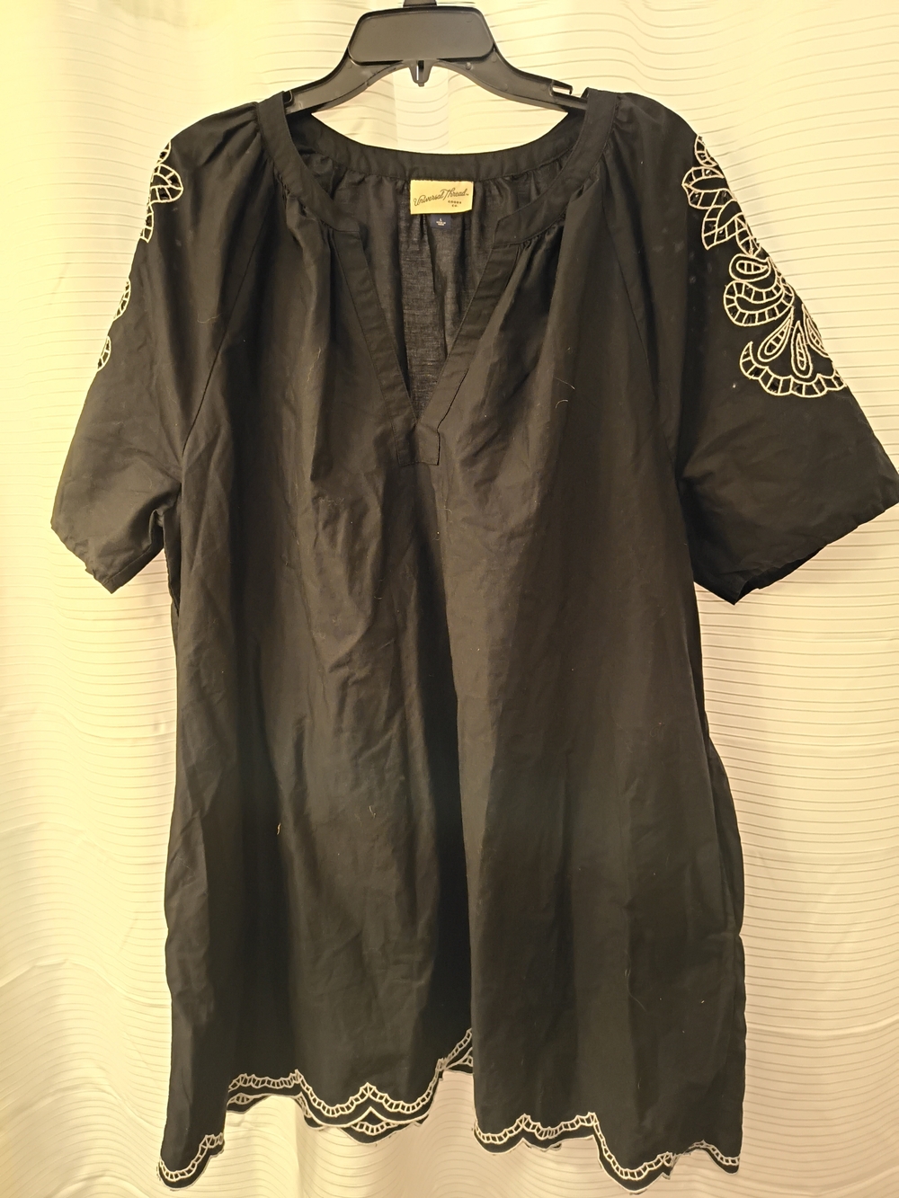 Universal Thread Black Tunic with White Embroidery